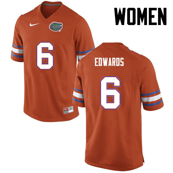 Women Florida Gators #6 Brian Edwards College Football Jerseys-Orange